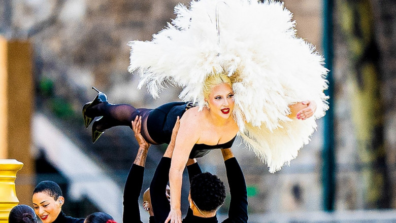 Lady Gaga en répétition de l’ouverture des jeux Olympiques (JO) de Paris 2024 sur la Seine à Paris