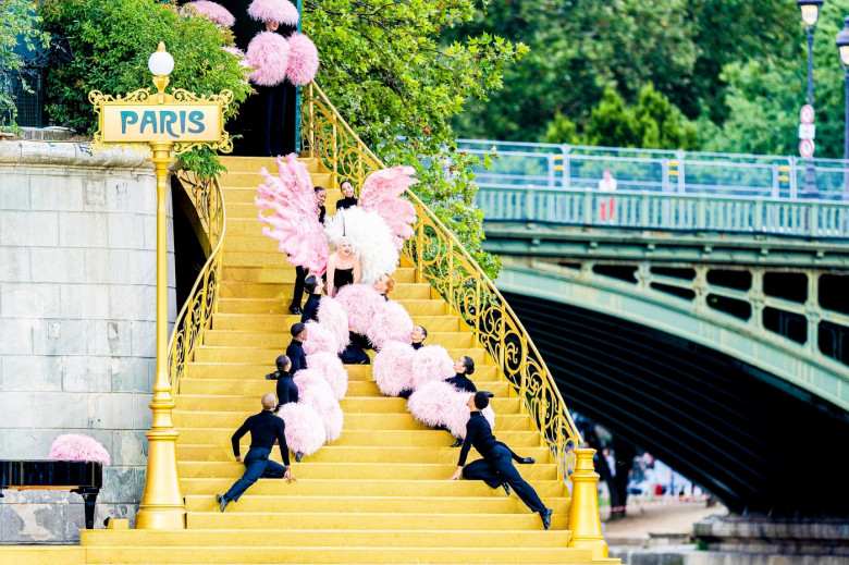 Lady Gaga en répétition de l’ouverture des jeux Olympiques (JO) de Paris 2024 sur la Seine à Paris