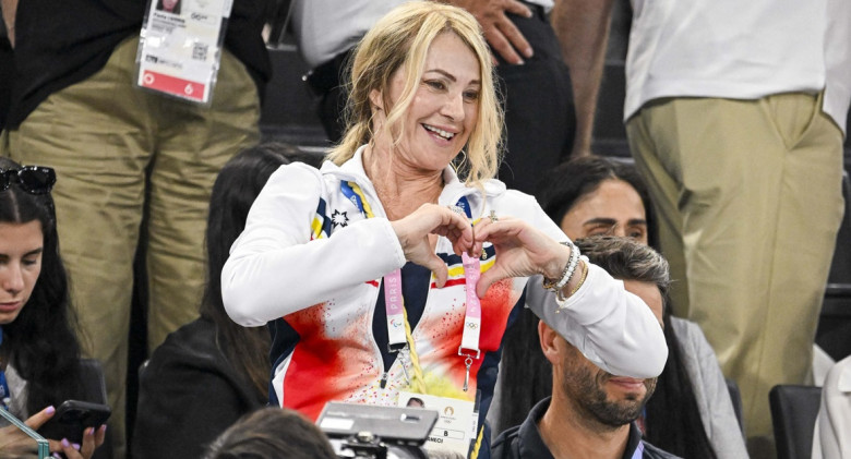 Célébrités assistent aux épreuves de gymnastique lors des Jeux Olympiques de Paris 2024 (JO) au Palais omnisports Bercy Arena, à Paris