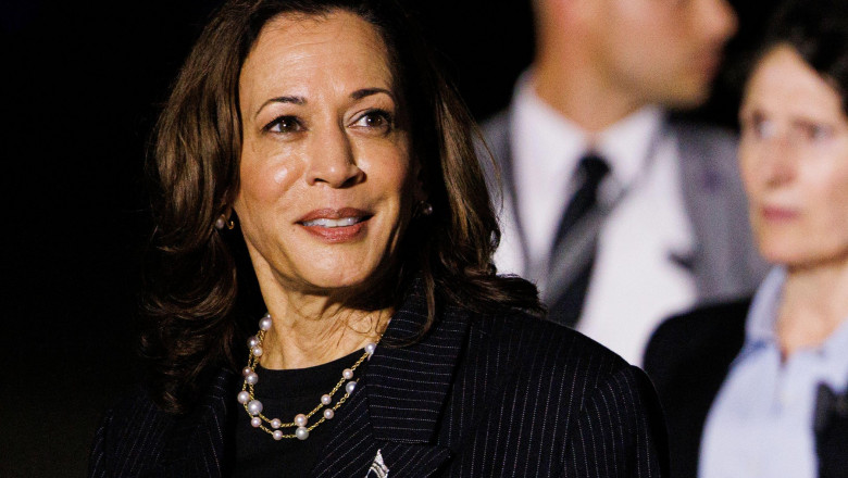 United States Vice President Kamala Harris is seen at Andrews Air Force Base, Maryland as she greets recently released prisoners from Russia, on Thursday, August 02, 2024. Credit: Aaron Schwartz/CNP /MediaPunch