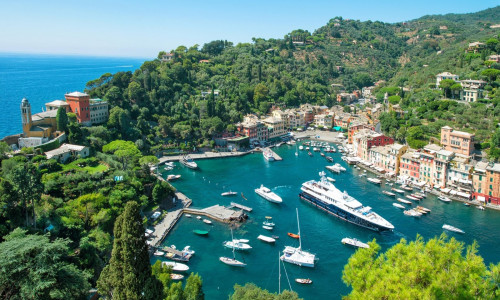 Famous Portofino village on Ligurian coast, Italy, Mediterranean Sea