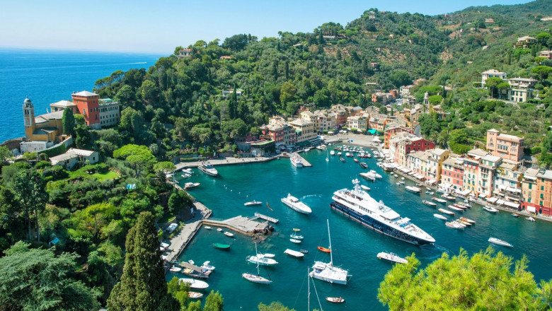 Famous Portofino village on Ligurian coast, Italy, Mediterranean Sea