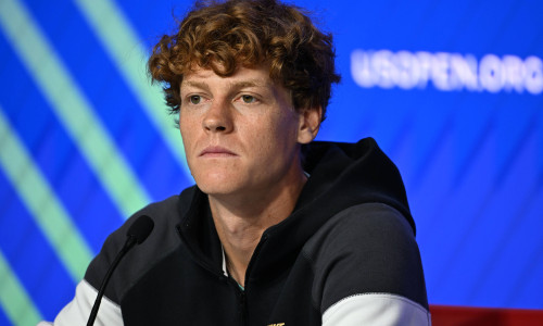 FLUSHING NY- AUGUST 23: Jannik Sinner speaks to the media at the USTA Billie Jean King National Tennis Center on August