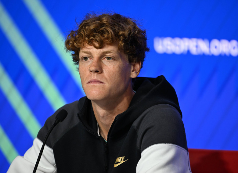 FLUSHING NY- AUGUST 23: Jannik Sinner speaks to the media at the USTA Billie Jean King National Tennis Center on August