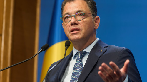 Stefan Radu Oprea, Minister of Economy. press briefing, Bucharest, Romania - 21 Jun 2024