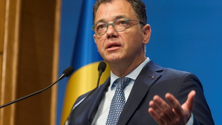 Stefan Radu Oprea, Minister of Economy. press briefing, Bucharest, Romania - 21 Jun 2024