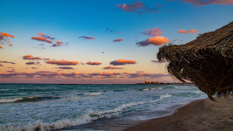 Mamaia,Beach,At,Sunset,,,Constanta,,,Romania.