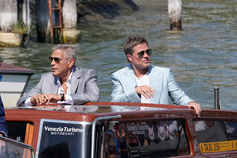 Venice 81, Brad Pitt and George Clooney Arrive in Darsena, Italy - 01 Sep 2024