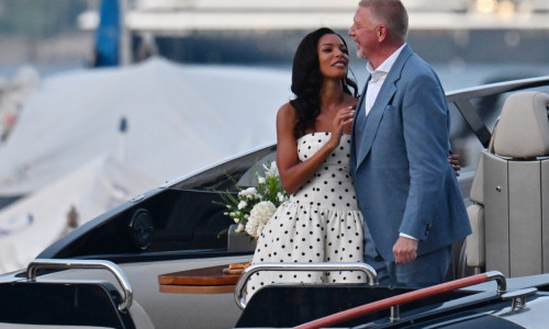 *PREMIUM-EXCLUSIVE* *MUST CALL FOR PRICING* - Tennis legend Boris Becker and Lilian de Carvalho Monteiro enjoy a pre wedding dinner with family and friends at Puny restaurant in Portofino