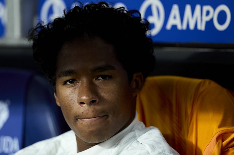 Real Sociedad v Real Madrid CF - LaLiga EA Sports Endrick Felipe Moreira de Sousa of Real Madrid CF looks on during the