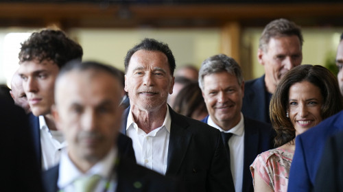 Arnold Schwarzenegger receives an honorary degree from the Hertie School