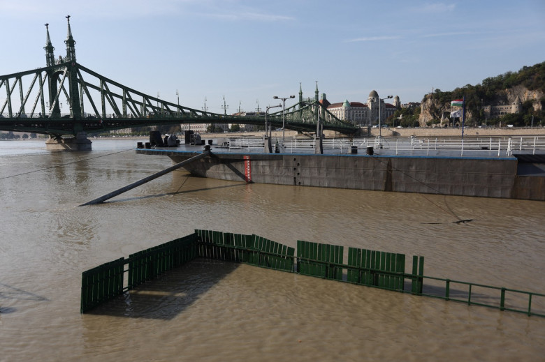 Increased water level of Danube river in Budapest