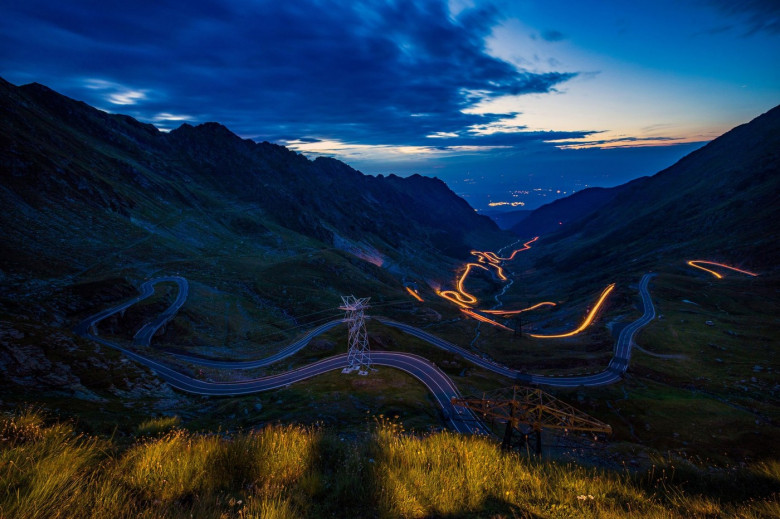 Transfagarasan Road in Romania, a paved mountain road crossing the southern section of the Carpathian Mountains.