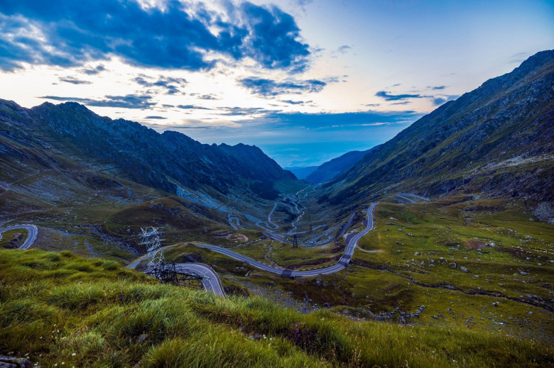 Transfagarasan Road in Romania, a paved mountain road crossing the southern section of the Carpathian Mountains.