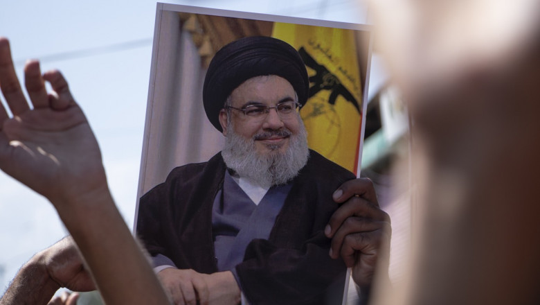 Hezbollah leader's killing sparks rage in Kashmir, India, Budgam, Jammu and Kashmir - 29 Sep 2024