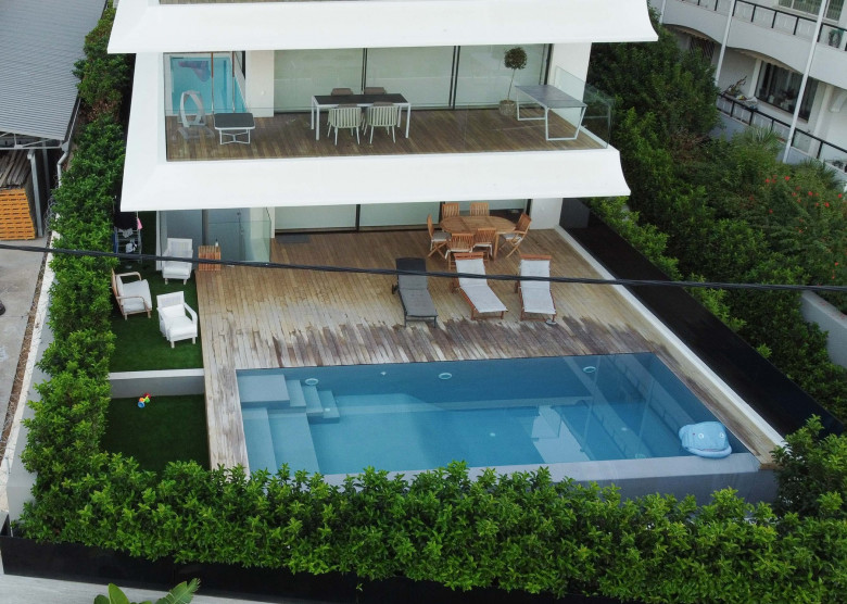 The scene where former Sheffield United defender George Baldock was found dead in his swimming pool in Glyfada,Athens, Greece, Athens, Greece - 10 Oct 2024