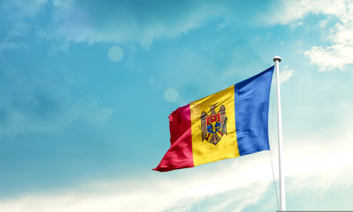 Moldova,National,Flag,Fluttering.,The,Flag,Blowing,In,Beautiful,Soft