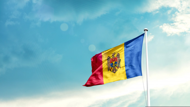 Moldova,National,Flag,Fluttering.,The,Flag,Blowing,In,Beautiful,Soft