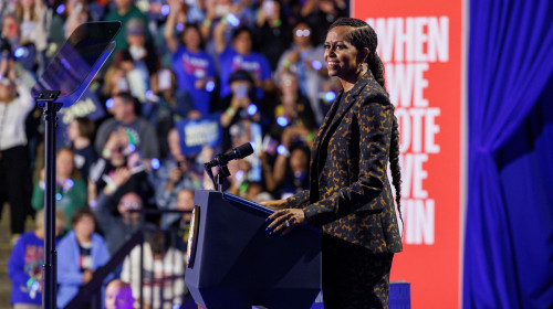 Michelle Obama and Kamala Harris campaign in Michigan, Wings Event Center, Kalamazoo, Michigan, USA - 26 Oct 2024