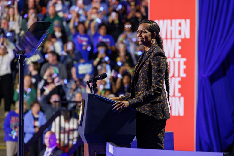 Michelle Obama and Kamala Harris campaign in Michigan, Wings Event Center, Kalamazoo, Michigan, USA - 26 Oct 2024