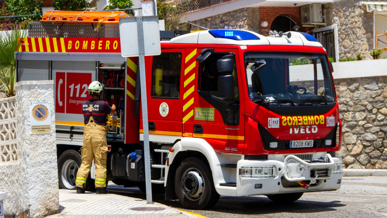 Almunecar,Granada,Spain,June,11,,2021.,A,Big,Fire,Truck