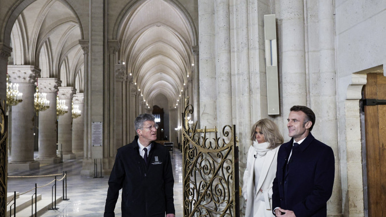 Emmanuel Macron, la catedrala Notre-Dame din Paris/ Profimedia