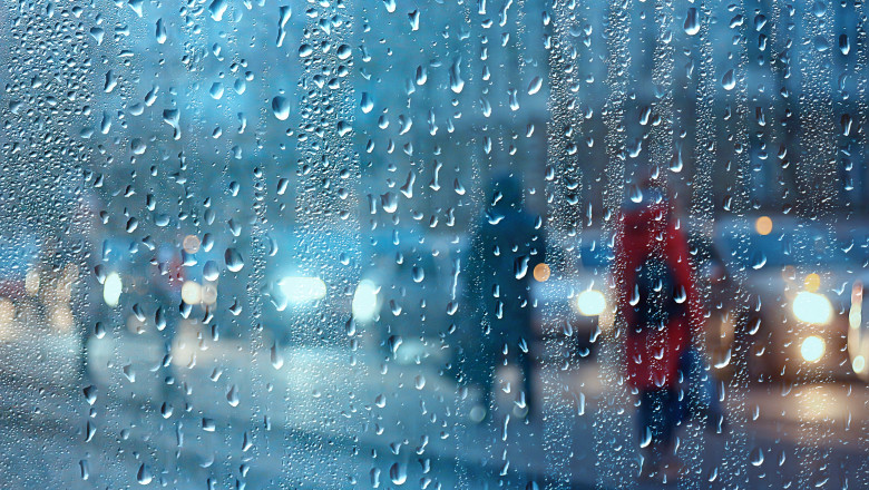 Wet,Window,City,Lights,Rain,Drops,,Abstract,Background,Autumn,Winter