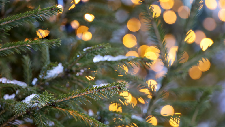 Defocused,View,To,Golden,Lights,Of,Festive,Illumination,On,A