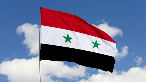 Syria,Flag,Isolated,On,The,Blue,Sky,With,Clipping,Path.