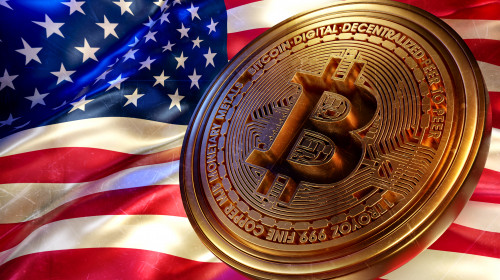 Usa,Flag,And,Bitcoin.,3d,Render