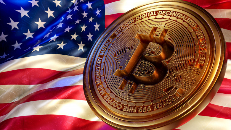 Usa,Flag,And,Bitcoin.,3d,Render