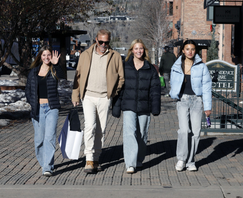 Kevin Costner is Spotted Shopping With Family and Friends in Aspen, Colorado