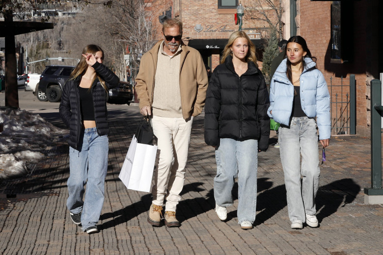 Kevin Costner is seen out for a walk with his daughter Grace in Aspen