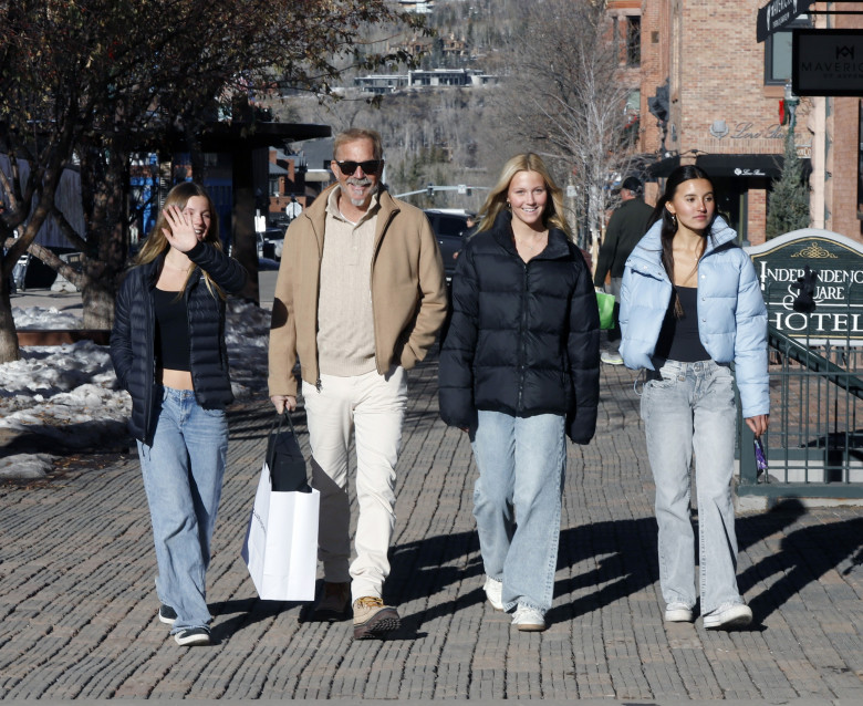 Kevin Costner is Spotted Shopping With Family and Friends in Aspen, Colorado