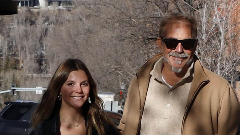 Kevin Costner is seen out for a walk with his daughter Grace in Aspen