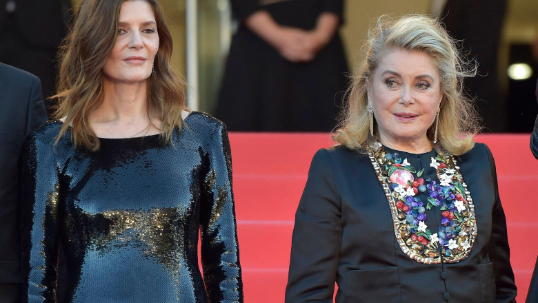 CANNES, FRANCE - MAY 21:Chiara Mastroianni, Catherine Deneuve of the film "Marcello Mio" at the 77th edition of the Cannes Film Festival in Cannes, southern France, on May 21, 2024.