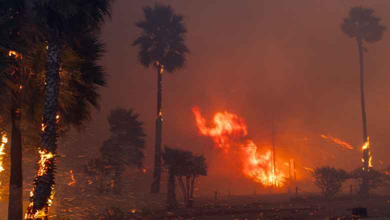 Incendiu violent într-un cartier de lux de la periferia oraşului Los Angeles/ Profimedia