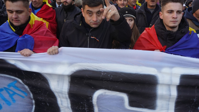 Romania Far-Right AUR Party Protest, Bucharest, Romania - 12 Jan 2025