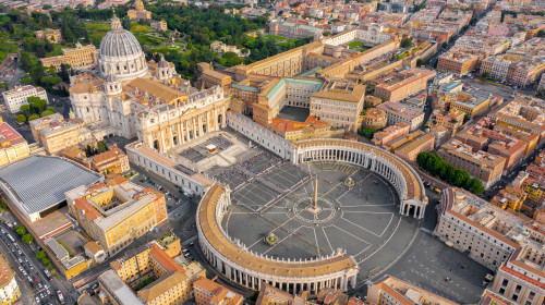 Aerial,View,Of,Papal,Basilica,Of,Saint,Peter,In,The