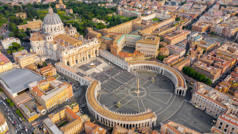 Aerial,View,Of,Papal,Basilica,Of,Saint,Peter,In,The