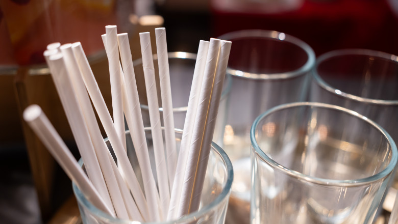 Paper,Straws,Made,Of,Eco,Friendly,Paper.,Close,Up,On