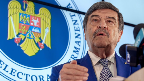 Bucharest, Romania. 1st Oct, 2024: Toni Grebla, president of the Romanian Permanent Electoral Authority (AEP), hold a press conference about the preparations made by the institution for the presidential and parliamentary elections. Romanians are called to