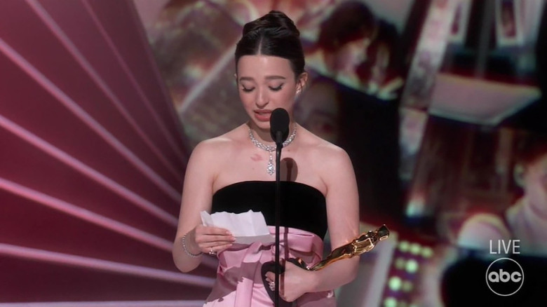 Mikey Madison wins Best Actress Oscar and shouts out sex worker community: “I will continue to support and be an ally.”