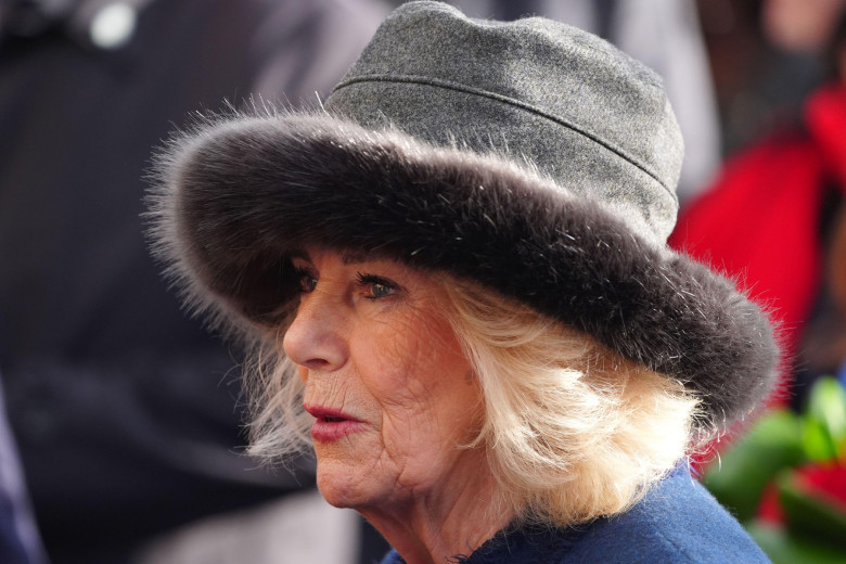 Queen Camilla meets members of the public and local dignitaries as she walks along Russell Street, during King Charles III and Queen Camilla's visit to Middlesbrough. Picture date: Thursday February 13, 2025.