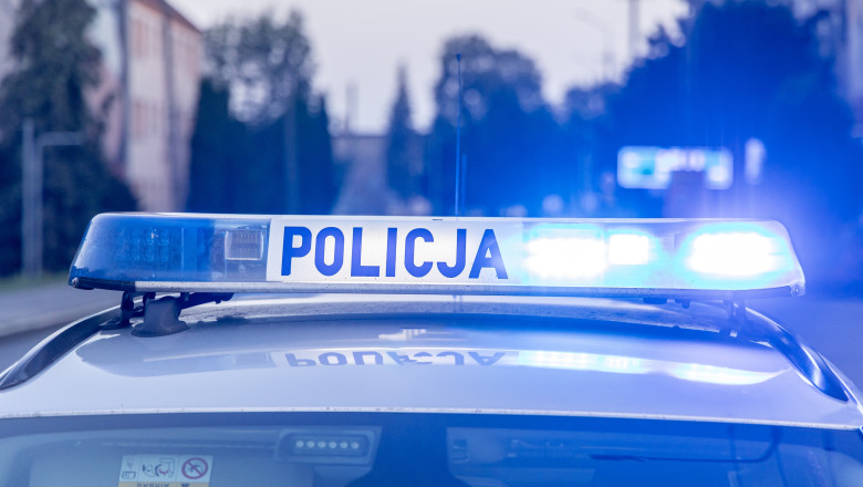 25.06.24,Poland.,Police,Light,Bar,With,Blue,Emergency,Lights