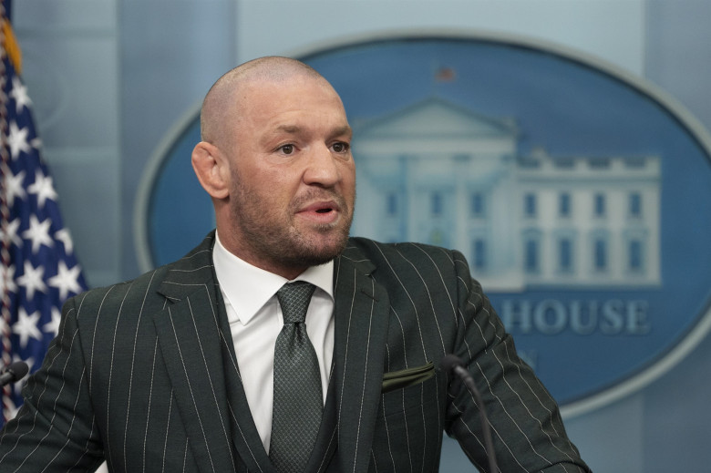 Conor McGregor speaks to the media at the White House in Washington