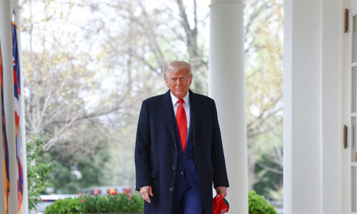 Washington, United States. 02nd Apr, 2025. US President Donald Trump arrives to announce reciprocal tariffs against US trading partners in the Rose Garden of the White House in Washington, DC, USA, 02 April 2025. Trump has branded the day ‘Liberation Day'