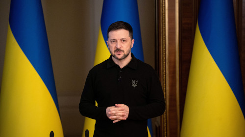 Briefing of Volodymyr Zelenskyy in Kyiv on April 17, 2025, Ukraine - 17 Apr 2025