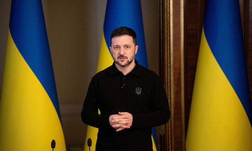 Briefing of Volodymyr Zelenskyy in Kyiv on April 17, 2025, Ukraine - 17 Apr 2025