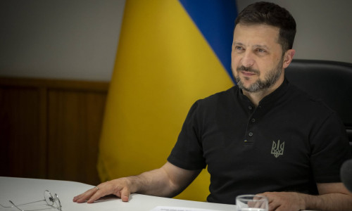 Ukrainian President Volodymyr Zelenskyy Remotely Attends The Three Seas Initiative